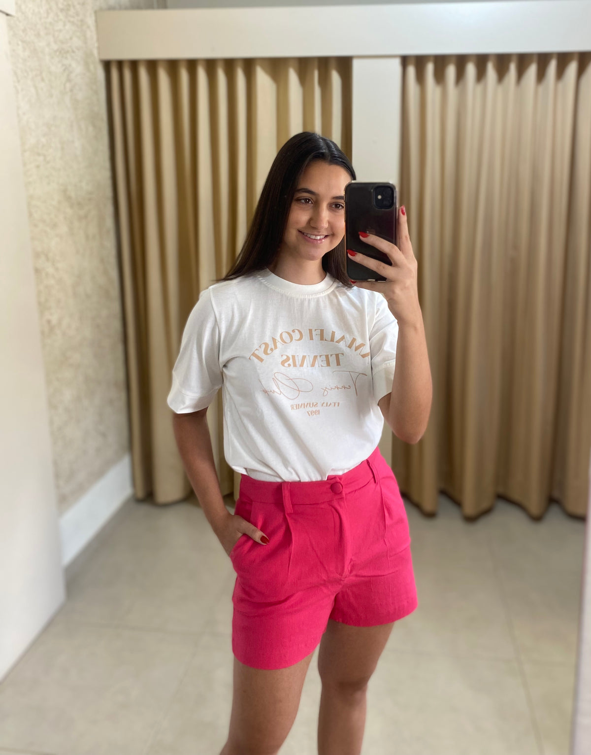 T-shirt escrito bege