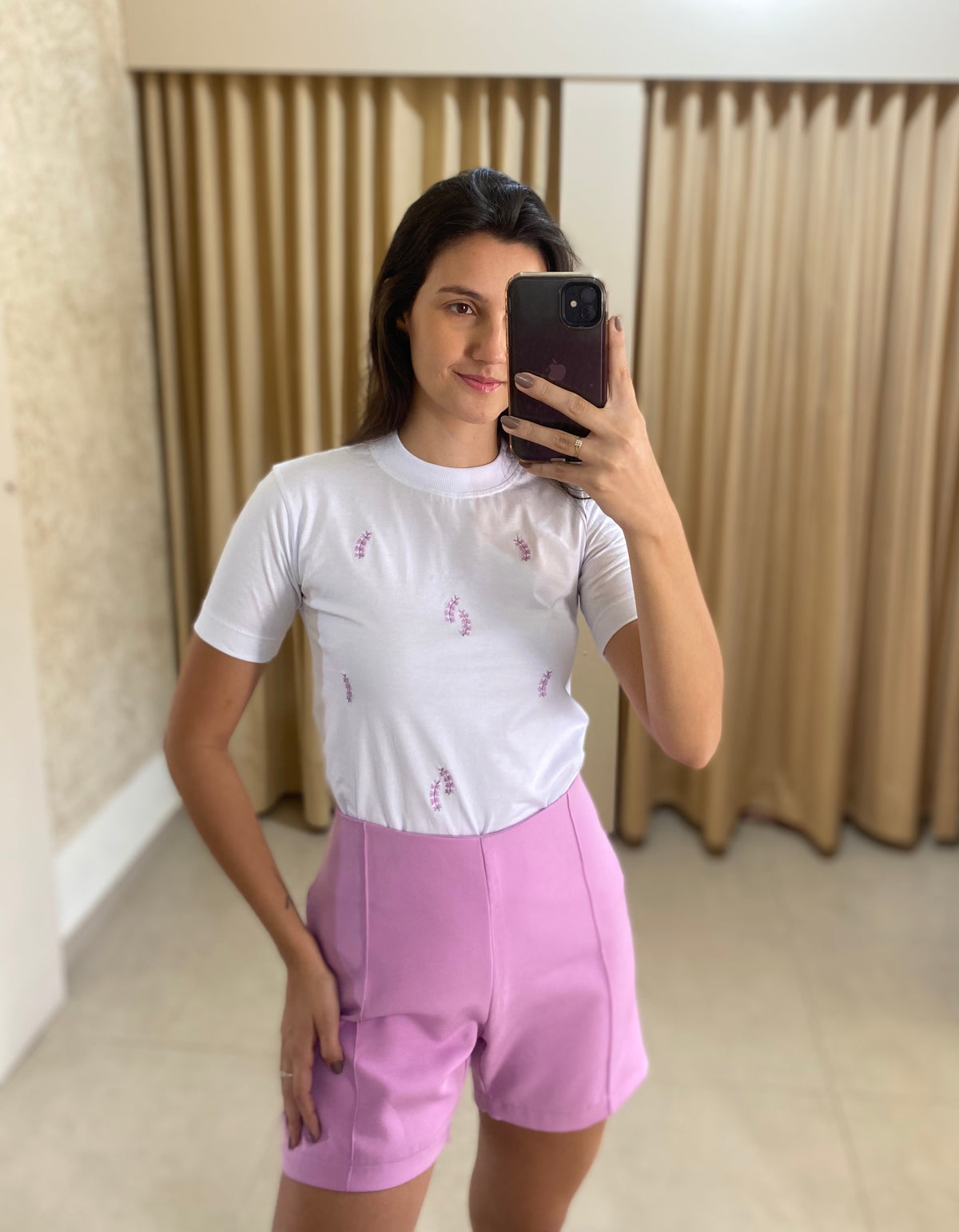 T-shirt bordado lavanda