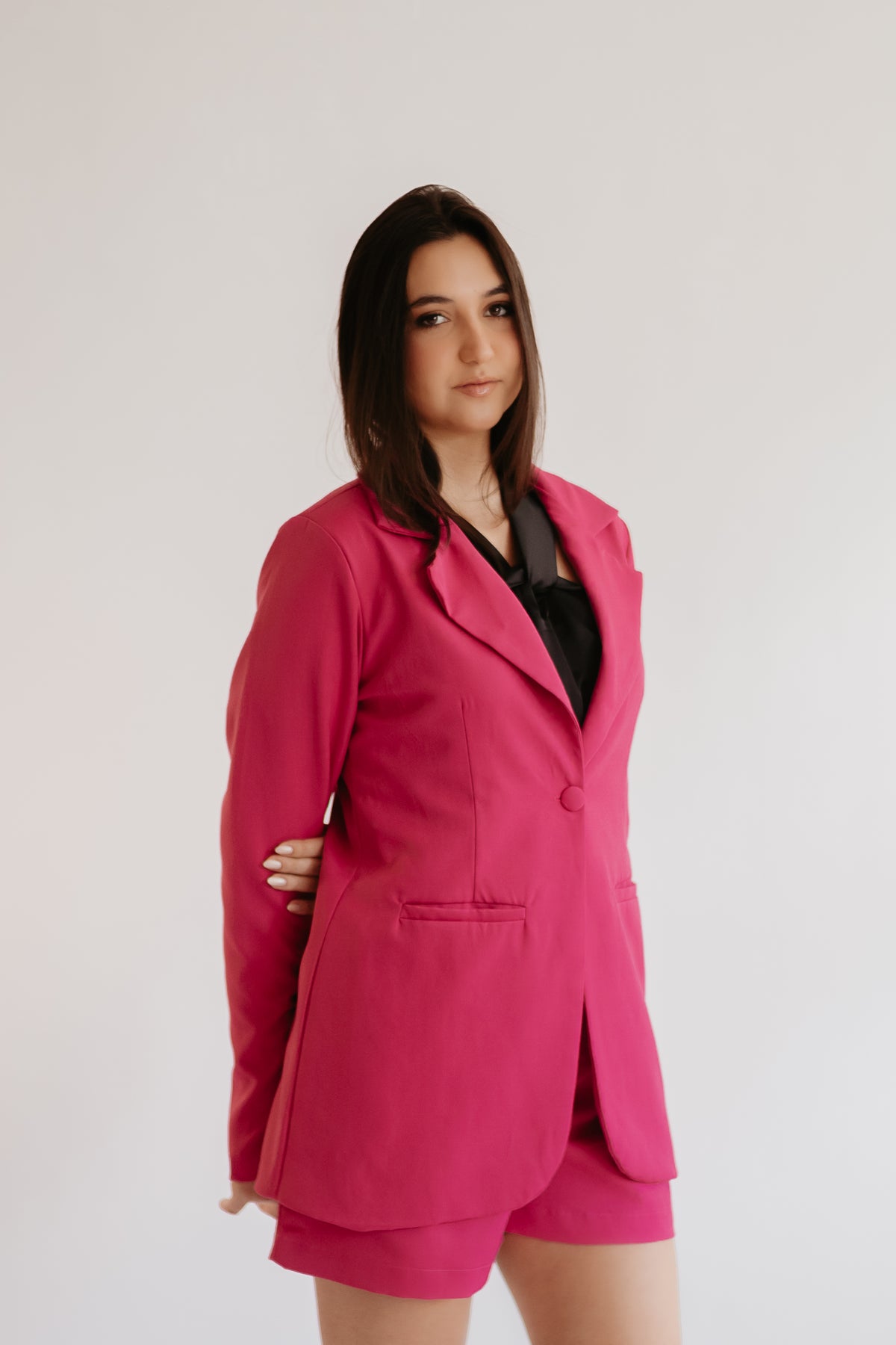 Blazer alongado com gola Tulipa