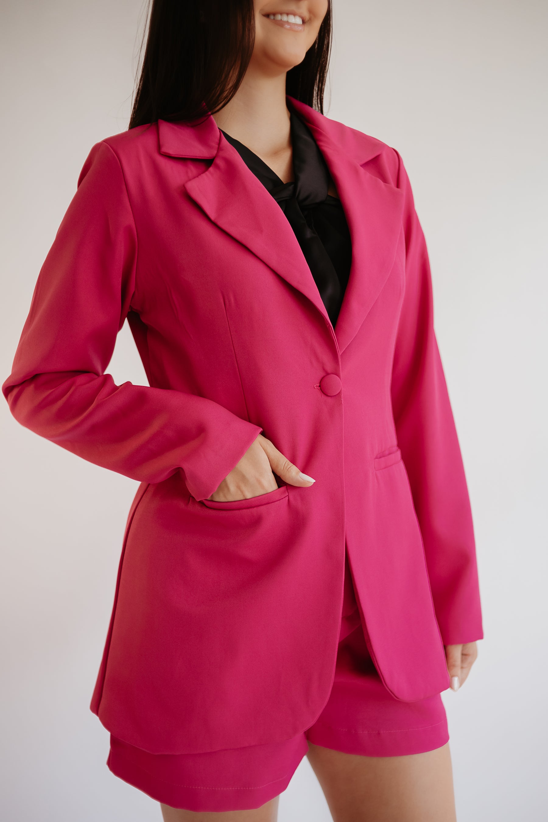 Blazer alongado com gola Tulipa